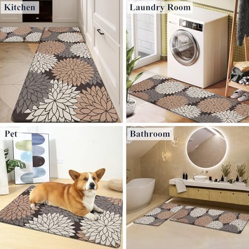 HEBE Anti Fatigue Kitchen Rugs Set of 2, Cushioned Kitchen Mats for Floor