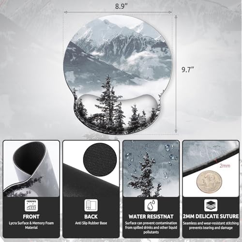 KONVINIT Ergonomic Mouse Pad with Wrist Rest, Small Mousepad with Non-Slip Rubber Base and Smooth Surface, Grey Mouse Pads for Desk, Office Desk Accessories