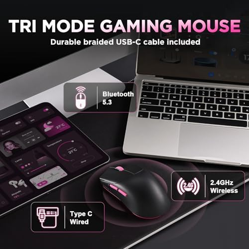Zero1 Pro Wireless Mouse,Tri-Mode Gaming Mouse, 24K DPI Black Mouse