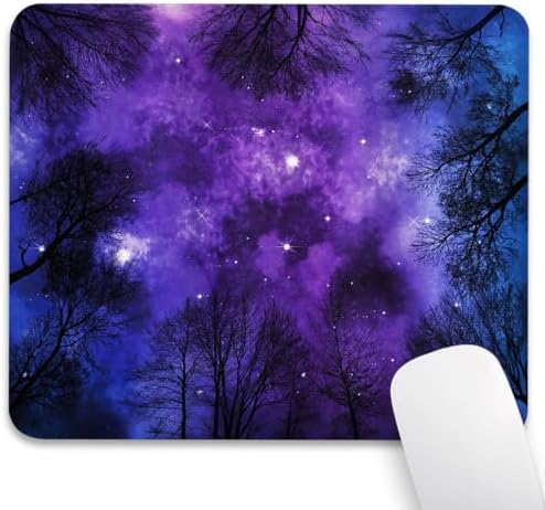 Magical Starlit Grove Night Sky Mouse Pad, Branches Winter Forest Desk Mat