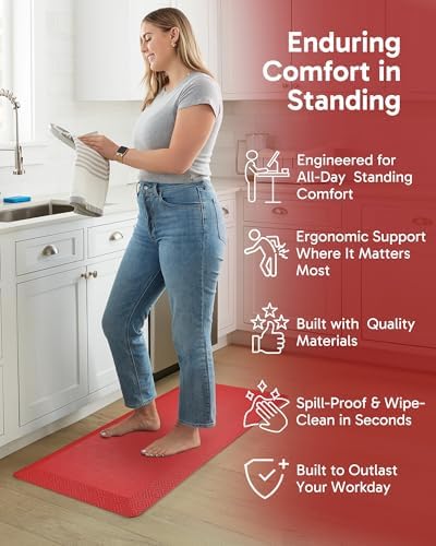 Ophanie Kitchen Mats for Floor,3/4 inch Thick,20x39 Anti Fatigue Cushioned Mat,Kitchen Rugs,Waterproof,Comfort Ergonomic Standing Mat for Office,Home,Sink with 99+ Pairs of Anti-Slip Bottom Ridges