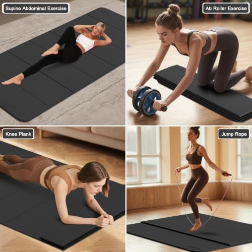 PAIDU Foldable Yoga Mat 10MM Thick 75‘’x40‘“ Quick Fold Easy Storage
