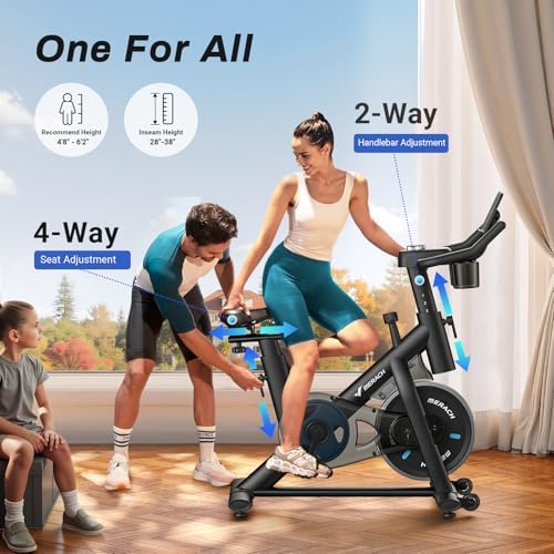 MERACH Exercise Bike, Magnetic Friction Stationary Bike for Home with APP