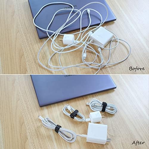 OneLeaf Cable Ties Reusable, 6 Inch Black Cord Management Straps