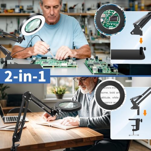 HITTI 10X Magnifying Glass with Light, 1800 Lumens Stepless Dimmable