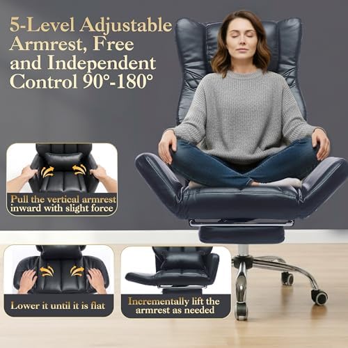 Cross Legged Office Chair with Adjsutable Armrests & Headrest