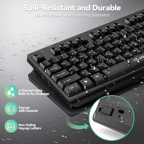 TECKNET Wireless Keyboard, 2.4G Silent Full-Size Keyboard with Number Pad