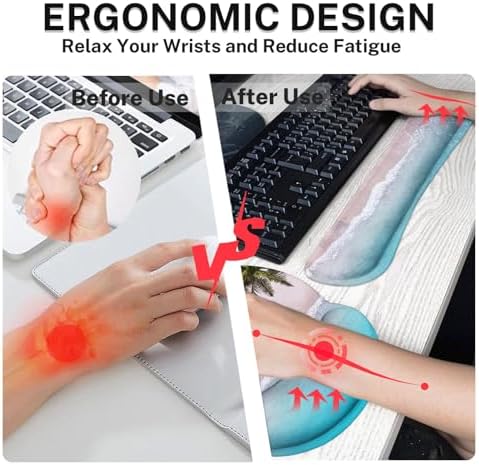 Britimes Ergonomic Mouse Pad Set with Wrist Rest, Ocean Blue