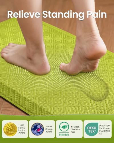 Ophanie Kitchen mats for Floor, 3/4 inch Thick, Kitchen Rugs, 20x48 Anti Fatigue Standing Cushioned Mat,Waterproof,Comfort Ergonomic mat for Office, Home,Sink with 99+ Pairs of Anti-Slip Bottom Ridges