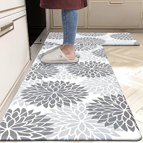 HEBE Two Types of Kitchen Rugs Made from Different Materials—Anti Fatigue Kitchen Rug Sets 2 Piece and Boho Kitchen Rugs Sets of 3 Non Slip Washable