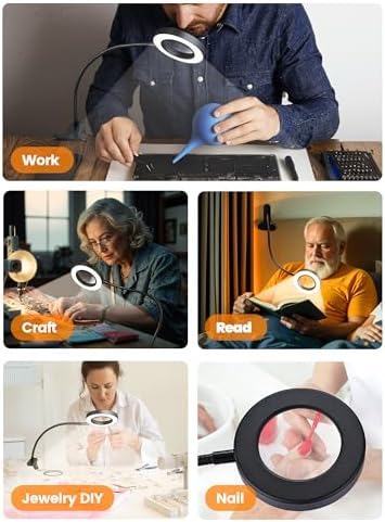 10X Magnifying Glass with Light,5 Colors+10 Brightness Magnifier with Light
