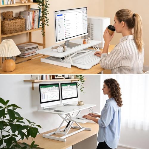 37" Height Adjustable Standing Desk Converter, Stand up Desk Riser