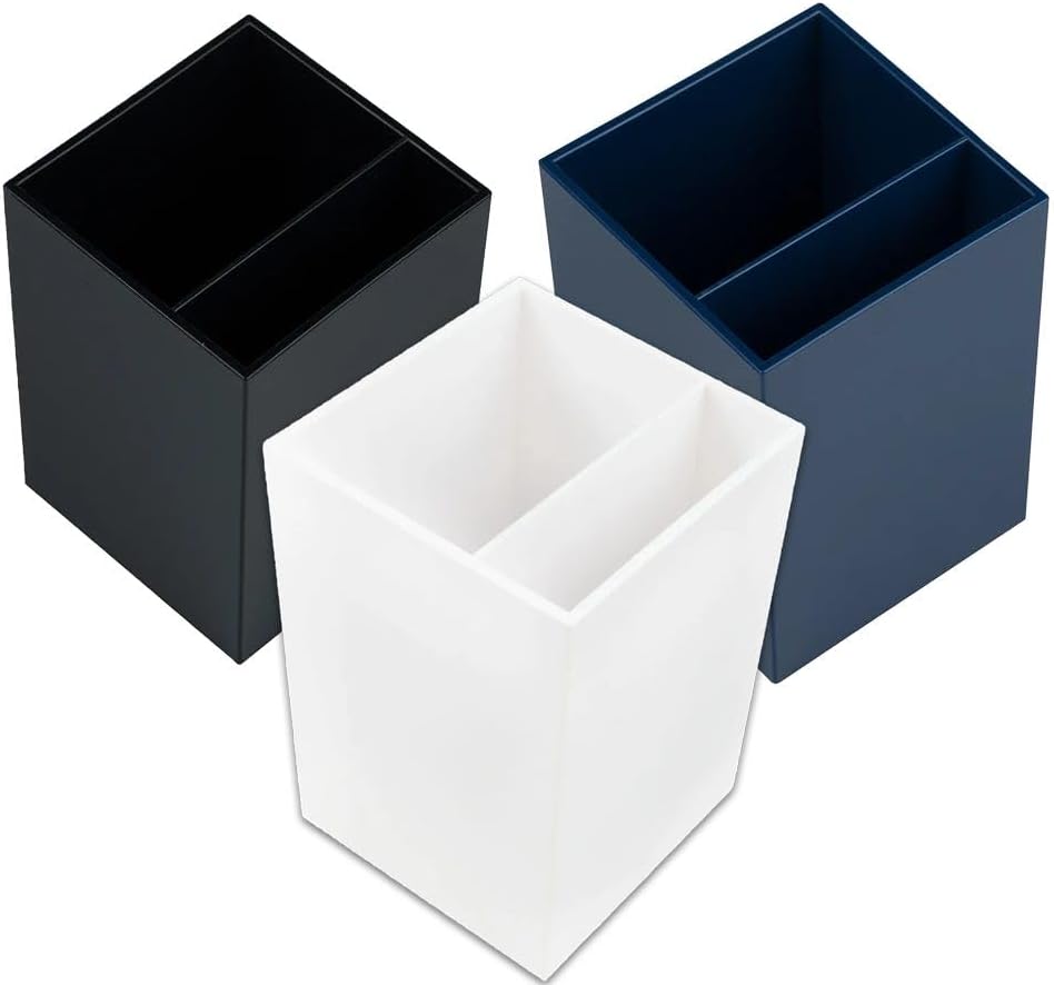 JAM PAPER Plastic Pen Holders - Business Assortment Desktop Pencil Cups - 3/Pack