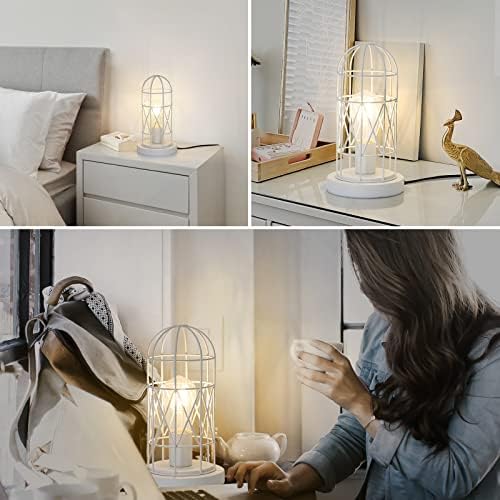 Small Touch Table Lamp, 3 Way Dimmable Industrial Bedside Lamp, White