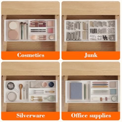 Briwooody 2 Pcs Hanging Sliding Drawer Tray with Adjustable Dividers