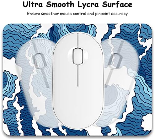 Dapesuom Small Mouse Pad, 6 x 8 Inch Thick Rubber Premium-Textured Non-Slip Portable & Washable Mini Mouse Mat for Women Men Wireless Laptops Keyboard Tray Gaming Work Computer Office Travel, Waves