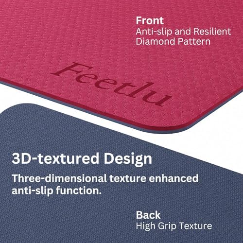 Extra Thick 10mm Yoga Mat, 72" x 24", Non-Slip with Carry Strap