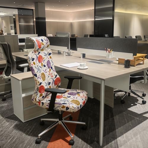 Ergonomic Office Chair Covers Set with Headrest Cover Floral 2 Pieces Stretch Desk Computer Office Chair and Headrest Slipcovers Washable