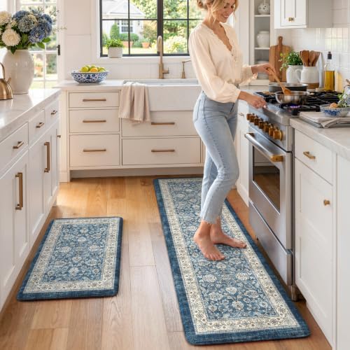 KIMODE Anti Fatigue Kitchen Mats for Floor,Farmhouse Kitchen Runner Rugs