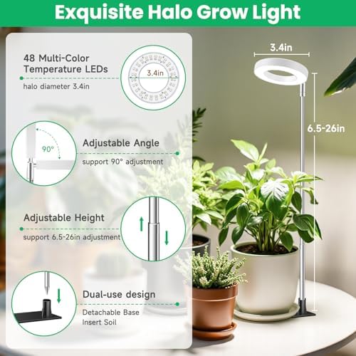 Aokrean Grow Lights for Indoor Plants, 3.5in Full Spectrum with Base 2 Pack