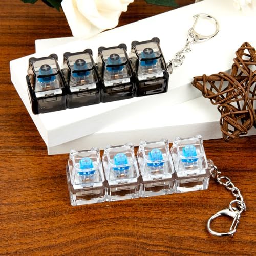 2 PCS Clear & Black Keyboard Fidget Toy, Bear Shape Keyboard Fidget Keychain 4-in-1 Keyboard Decompression Button Finger Clicker Toys, Button Stress Relief Fidget Gifts to Relief Stress (Bear)