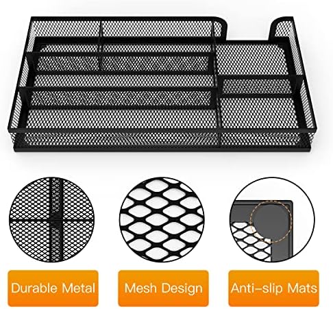 Desk Drawer Organizer, Small Metal Mesh Drawer Organizer Tray, Office Pencil Drawer Organizer Accessories for Desktop, Bathroom, Kitchen, Makeup, Vanity
