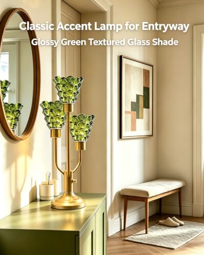 Lightdot Green Glass Mid Century Modern Table Lamp Bulbs Included Dimmable