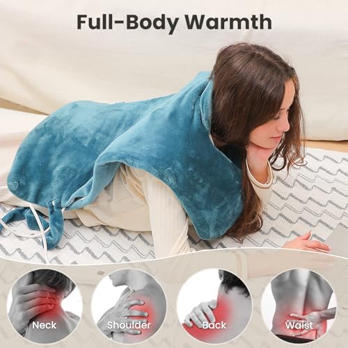 DAILYLIFE Heating Pad for Neck and Shoulders and Back, Electric Heating Pad for Back Pain Relife, 6 Heating Settings, UL Certified with Overheating Protection and Machine Washable, 26"x35", Blue