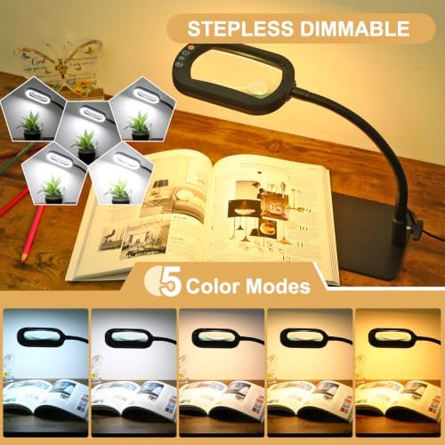 Veemagni 30X 12X Magnifying Glass with Light and Stand, Real Glass Lens