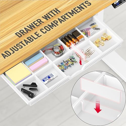 SHW 48-Inch Electric Height Adjustable Standing Desk w/Drawer, Oak