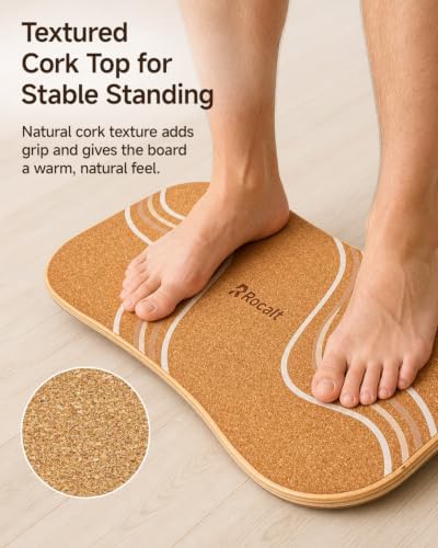 Rocalt Standing Desk Balance Board, Anti Fatigue Cork Wobble Board