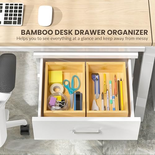Bamboo Kitchen Drawer Organizer, Deep 2-Pack, 9" x 6" x 2.5"