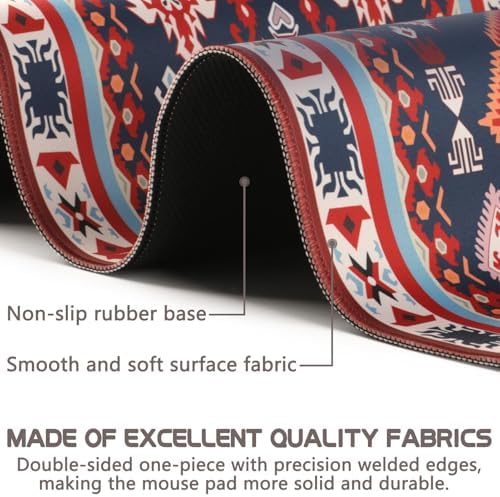Persian Rug Mouse Pad - Desk Mat for Keyboard and Mouse - Large Mouse Pads for Desk, Gaming Mousepad with Non-Slip Base, Retro Desk Mat (31.5" X 11.8") Rug - Dupatta