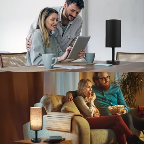 LALISU Cordless Table Lamp, 3 Color Portable Battery Lamp Wood Base Touch