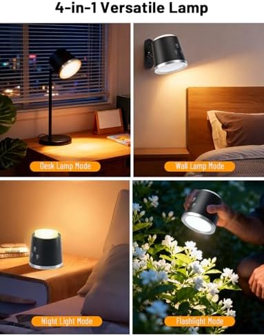 Cordless Desk Lamp, Magnetic Wall Mount LED Light, Portable Warm Night Light, Rechargeable Battery Powered Lamp, Dimmable Brightness & 3 Color Modes, Table Light for Reading, Work, Bedroom, Hallway