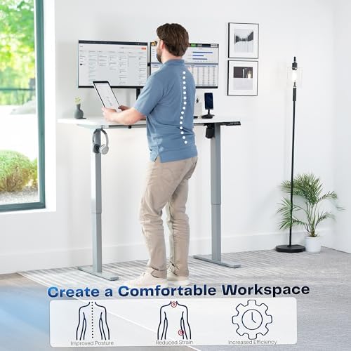 VIVO White 55 x 28 in Standing Desk, DESK-KIT-1G55W