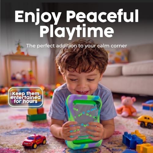 BUNMO Sensory Toys Liquid Motion Bubbler - Calming Fidget Toy for Kids & Adults - Sensory Bottles - Textured Silicone Bubble Timer with Mesmerizing Liquid Flow - Large Glow