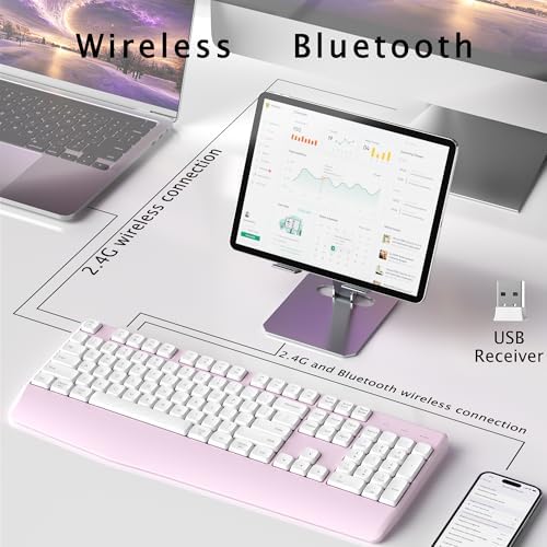 Links9+ Ergonomic Wireless Bluetooth Keyboard with Wrist Rest(Pink)
