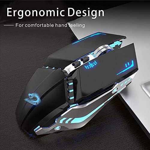 TENMOS T12 Wireless Gaming Mouse, Silent Rechargeable Computer Mice-Black