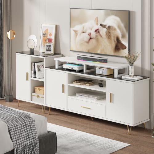 YAOHUOO 45" Large TV Riser for 32-60 inch TV, TV Riser Stand Shelf,White