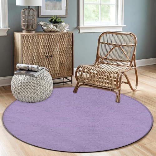 Home Decor Non Slip Kitchen Office Circle Rug, Machine Washable Modern Round Area Rug, Room Sofa Yoga Soft Round Carpet Purple, 24inch