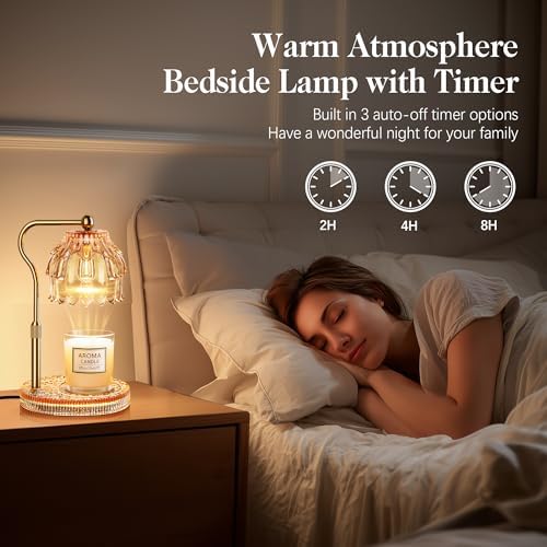 Candle Warmer Lamp with Timer Dimmer, Wax Melts Glass Lamp for Gift, Amber