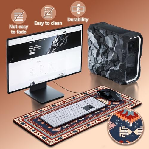 Persian Rug Mouse Pad - Desk Mat for Keyboard and Mouse - Large Mouse Pads for Desk, Gaming Mousepad with Non-Slip Base, Retro Desk Mat (31.5" X 11.8") Rug - Dupatta