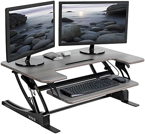 VIVO Dark Gray 36 inch Standing Desk Converter, DESK-V000VG