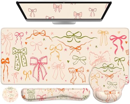 iCasso Desk Pad Mat, Large Mouse Pad and Keyboard Wrist Rest Set