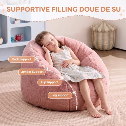HUGHEAVEN Kids Bean Bag Chair, Small Memory Foam Sofa, Ages 3+