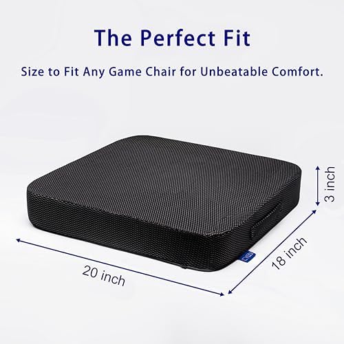 Ifoam Gel Infused Memory Foam Layer Wheelchair Cushion - Seat Cushion for Wheelchair-Office Chair, Kitchen Chair-Pressure Sore and Tailbone Pain Relief-High Dense Polyfoam Base (Black, 20×18×3 inch)