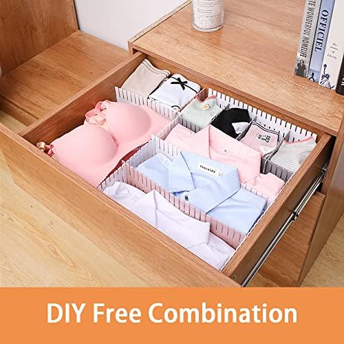 20Pcs Drawer Dividers, 14.96"x2.76", Thin, DIY Plastic Drawer Separator, Large Adjustable Dresser Drawer Organizer for Clothes, Bedroom, Bathroom, Kitchen Cutlery, Desk, Office Storage