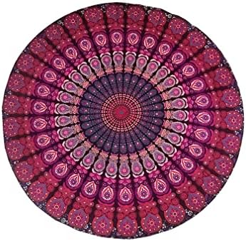 raajsee Purple Round Beach Tapestry Hippie/Boho Beach Blanket Mandala/Indian Cotton Throw - Round Tablecloth/Home Decor/Indie Rug Yoga Mat Meditation Picnic Rugs 127 CM / 50 INCHE Circle