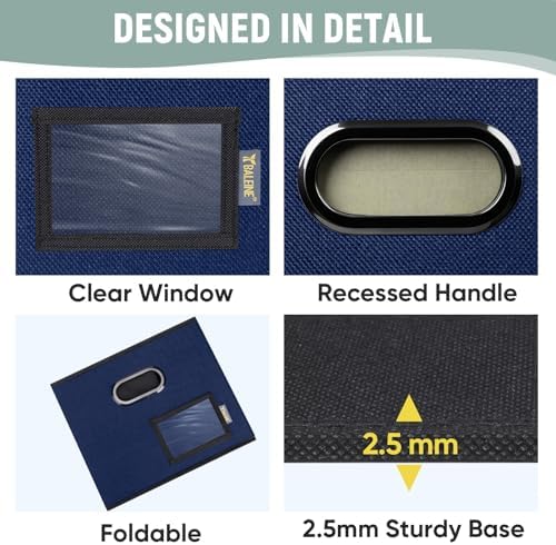 BALEINE File Organizer Box with Lid, Collapsible File Folder Organizer with Plastic Slide, Filing Box for Office Home Document Organizer Storage (Blue, 1PK)